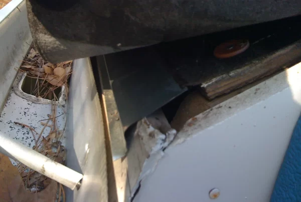 Improperly repaired roofline corner